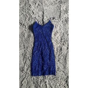 Roberta Blue Lace Spaghetti Strap Mini Dress (Size 5/6)